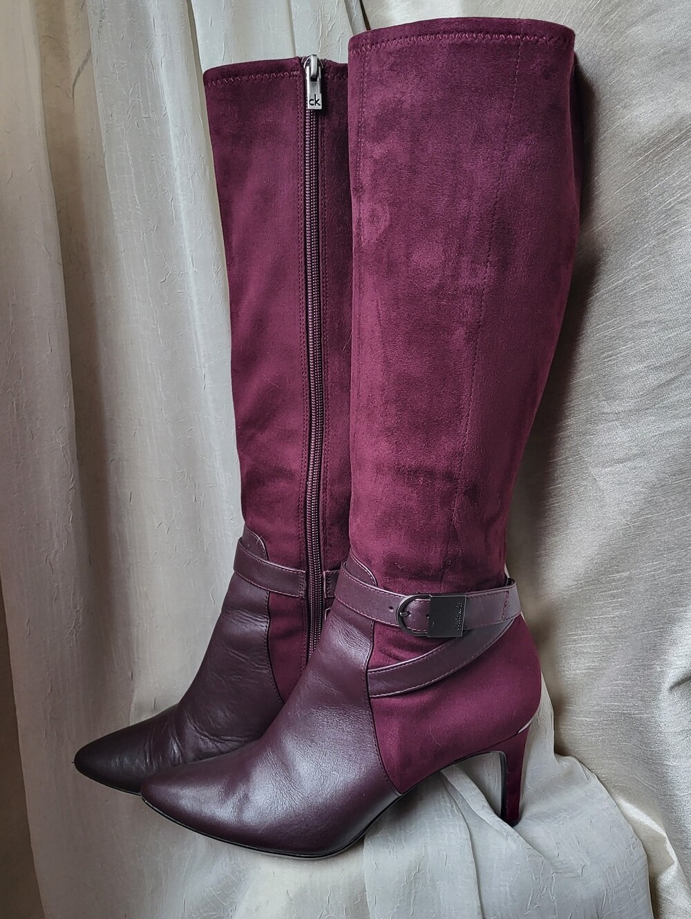 Calvin Klein Jemamine Tall Stiletto Boots Maroon / Burgundy / Wine Size 8